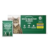 by Amazon Getreidefreies Alleinfutter für ausgewachsene Katzen, Fleischauswahl in Gelee, 4,8 kg (48 Packungen à 100 g)