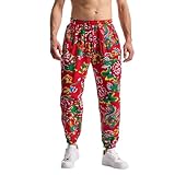 Generisch Leinenhose Herren Lang Strand Leichte Sommerhose Yoga Hosen Bequeme Yogahose Sommer Hose Mit Gummizug Regular Fit Musselin Stoffhose Jogginghose Leicht Baggy Outfit