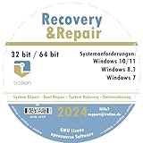 TRALION Recovery&Repair 2024 - CD/DVD für Windows XP, Windows Vista, Windows 7, Windows 8.1, Windows 10 - System Rettung, Notfall DVD - 32bit, 64bit - deutsch