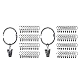 ClAZTyict 84 Pack Gardinen Ringe Zum ÖFfnen mit Clips, 1 Innen Durchmesser, Robuste, Rostfreie Dekorative Vintage Vorhänge