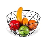 IPEA Obstkorb aus Metall – Modernes und Geometrisches Design – Obstkorb für Obst, Zitrusfrüchte, Nüsse, Lebensmittel – Obstschale für offene Tischdekoration – für Tisch- Schwarz