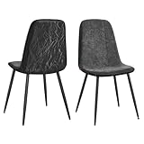 VASAGLE Esszimmerstuhl 2er Set, Küchenstuhl, Polsterstuhl, Metallbeine, verstellbare Füße, pflegeleicht, Chenille-Gewebe, PU mit von Gletschern inspiriertem Muster, schiefergrau KDC187G01