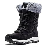 HOBIBEAR Damen Schneestiefel Warm Gefütterte Anti-Rutsch Wasserdicht Outdoor Winterstiefel Schwarz EU 40