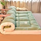 FloAPa Japanische Bodenmatratze Futonmatratze Dicke Tatami Matte Anti Rutsch Schlafen Mat Faltbare Roll Up Matratzen Für Camping,Grün,120 * 200CM