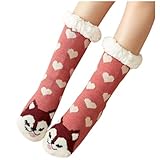 NAFING Weihnachtssocken Damen, Fleece Socken Damen, Wintersocken Damen, Weihnachtsstrümpfe Damen, Lustige Socken Damen, Wollsocken Damen, Socken Weihnachten Damen, Thermosocken Damen