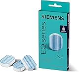 Siemens Entkalkungstabletten TZ80002A, 3 Stück, entfernt Kalkablagerungen und schützt vor Korrosion, Original-Zubehör, passend für Kaffeevollautomaten der EQ Reihe, sowie Einbauvollautomaten