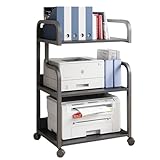 SINBINTA 3-stöckiger Druckerständer mit Rädern, beweglicher Druckertisch Fax-Scanner-Regal, A4-Papier-Organizer Mikrowellenherd-Aufbewahrungsregal für Zuhause, Büro, Küche (Schwarz)