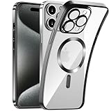 Kukiwhy Handyhülle für iPhone 14 Pro Max Hülle mit Magsafe, Clear Starker Magnet Case mit Kameraschutz, Glänzende Beschichtung Kratzfeste Handyhülle iPhone 14 Pro Max - 6.7 Zoll Schwarz