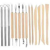 KONTONTY Professionelles Töpferwerkzeug Holz und Metall Zubehör für Tonmodellierung Skulpturen Schmuckherstellung und Kunsthandwerk Praktischer