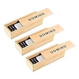ZUNOXAZ 3Sätze Holz Domino Set Praktischer Aufbewahrungsbox Interaktives Lernspielzeug für Familienunterhaltung Drinnen und Draußen Langlebig und Sicher aus Hochwertigem