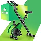 Heimtrainer Fahrrad Klappbar, VANNECT Hometrainer Fahrrad Klappbar, Ergometer Heimtrainer mit 16 Stufen Magnetwiderstand, Herzfrequenzsensor, LCD-Monitor & Komfort-Sitz für Zuhause & Büro, bis 150kg