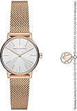 Armani Exchange Uhr für Damen , Zweizeigeruhrwerk, 28mm Rose Gold Edelstahlgehäuse mit Edelstahlarmband, AX7121