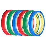 Mikikit 6 Rollen Verpackungsbänder Pet Klebeband für Beutelverschluss Reißfest Langlebig Farben Rot Blau Grün Geeignet für Gemüse und Obstbeutel Praktische Tütenbindebänder für Alltag und