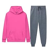 Generisch Set Damen Sweatshirt Sweatshirt und Sweatpants Kapuzenpullover Kapuzenjacke Sweatshirt Langarm Rundhals Frauen Locker Casual Pants für Frühling Sommer Herbst Winter