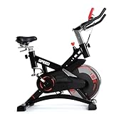 ISE Ergometer Heimtrainer Fahrrad, Indoor Cycling Bike mit Programm und Display, Armauflage, Pulsmesser, Fitnessbike Zuhause, Ergometer Fahrrad/Heimtrainer Fahrrad mit Einstellbarer Widerstand