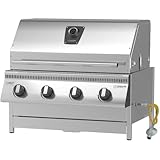 Einbau Gasgrill 'Hermann XL - Classic' Einbaugrill mit Deckel für Outdoor Küche Grillküche – Gasgrill 100% aus Edelstahl – Fettwanne mit Frontauszug – 4x5kW Brenner – Made in Germany