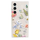 Rnrieyta Miagon Kreativ Blume Hülle für Samsung Galaxy A13 5G/A04S,Schmetterling Blätter Blumen Flower Serie Schutzhülle Transparentes Weich TPU Cover Dünne Kratzfeste Silikon Gel