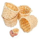 4pcs Mini Rattan Korb Geflochtener Blumenkorb Kleiner Wicker Basket Gewebte Korb Miniatur Henkelkorb Weidenkorb Kinder Körbchen Party-Dekoration Blumentopf Geschenkbeutel Dekoration