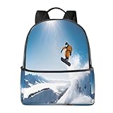 ZXMDZTSS Snowboarden – Stilvoller, leichter Rucksack für Reisen und Schule, vielseitig und bequem mit ergonomischem Design, geräumig mit mehreren Taschen, trendiger modischer Rucksack, Schwarz , One