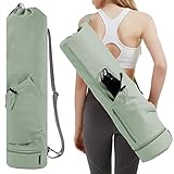 Yogatasche mit Nassfach und Flaschentasche Sporttasche Damen Verstellbarer Schultergurt Gym Yoga Tasche für Pilates Yogamatten & Yoga-Zubehör, Grün(Patent Angemeldet)