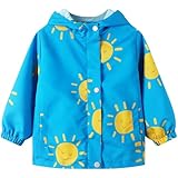 Domueay Softshelljacke Jungen Wasserdicht Regenjacke Kinder Übergangsjacke Leichte Atmungsaktiv Jacken mit Kapuze Frühling Herbst Windjacke Winddicht Mantel 6-7 Jahre, GR.116-122 Blau