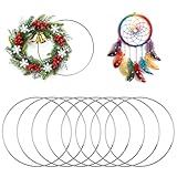 Deepton 30CM Metallringe zum Basteln, 8 STK Drahtringe zum Basteln, Silber Traumfänger Ringe, Metall Deko Ringe zum Aufhängen, Metallring für Floristik, Hochzeitskranz, Weihnachtsdeko