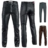 Radmasters Herren Lederhose lederjeans bikerjeans Jeans Hose Echtleder, Schwarz, 50/M