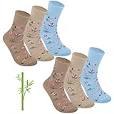 Chalier Cozy 6 Paar Damen-Bambussocken, nicht bindendes Oberteil, atmungsaktive Damensocken mit mehrfarbigen Punkten und Herzmustern, Geschenke für Damen, Farbe 3, Einheitsgröße