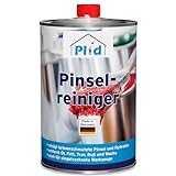 Plid® Pinselreiniger 1L [FARBLOS & GERUCHSMILD] - Pinsel Reiniger für verschmutzte Pinsel, Farbrollen und eingetrocknete Werkzeuge - Pinselreiniger reinigt Öl - & Acrylfarbe, Fett, Teer, Ruß & Wachs