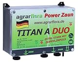 Agrarflora 12V Weidezaungerät Titan A Duo - 10.000 Volt - 2x 5 Joule - Extra starkes Batteriegerät mit Doppelimpuls - Elektrozaungerät mit zwei Zaunanschlüssen - Made in Germany