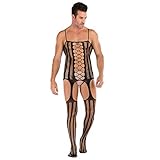 Hollowed Sentiment Net Herren Schwarz Out 1PC Intimates Reizwäsche Body (I-Multicolor, One Size)