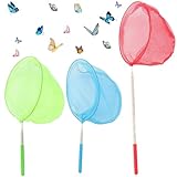 KOLZEMV 3 Stück Teleskop Fischernetz Teichnetz Ausziehbar Schmetterlingsnetz für Kinder, kescher kinder, Natur Wissenschaft Exploration Werkzeug Fangen von Insekten, kleinen Fischen, Outdoor, Strand
