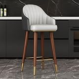 DFKGLCRR Barhocker in Thekenhöhe, 2er-Set Barhocker in Thekenhöhe, Moderne Küchenstühle aus PU-Leder mit Rückenlehne, gepolstert, Metall-Stahlgestell