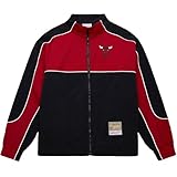 Mitchell & Ness NBA Mesh Nylon Jacke NBA-Merch Zip-Jacke Herren Übergangsjacke Sommer Sportjacke - Chicago Bulls, M