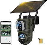 VOOPEAK 4G LTE Doppelobjektiv Wildkamera Solar, 1080P Live Übertragung, Wildkamera mit Handyübertragung APP SIM Karte, 355° Pan 90° Tilt, Dualer PIR-Sensor Bewegungsmelder Nachtsicht Wasserdicht