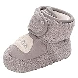 Happy Cherry Baby Fleeceschuhe Winter Stiefel Mädchen Jungen Lauflernschuhe Weicher Sohle Hausschuhe 12cm 6-12 Monate - Grau