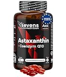 Astaxanthin hochdosiert 8 mg + Coenzym Q10- AstaPure® aus Haematococcus pluvialis - 100% natürliches- 60 Softgel-Kapseln mit nativem Olivenöl - Antioxidans - Sevens