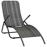 HOMEELIKE Klappbare Sonnenliege Poly Rattan Grau