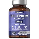 Selen Komplex 200µg | 365 Hochdosiert Tabletten | 3 typen Selenium Komplex mit Natriumselenit und Selenmethionin | Vegane | von Horbaach