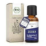NeoOrganic® Bio Zedernöl (Cedrus atlantica) 100% naturreines Zedernholzöl gewonnen aus dem Holz der Atlaszeder – zum Auffrischen von Zedernholz – ätherische Öle Zeder - ätherisches Duftöl