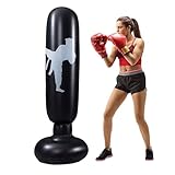 HJYDGJ Standboxsack 160 cm Aufblasbarer Boxsack Aufblasbare Boxsack Stehend Stehend Standboxsack einziehbarer PVC-boxsack stehend Geeignet zum Üben von Karate, Taekwondo, Boxen usw (Schwarz)