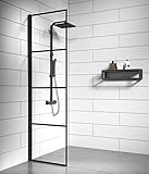 Badplaats B.V. Duschwand Essos 40 x 200cm Glas Duschabtrennung Schwarz - Walk-In Dusche Nano Duschtrennwand