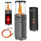 KESSER® Heizstrahler Gas Terrassenheizstrahler Gasheizungen Gasheizstrahler Gasheizer inkl. Schutzhülle Outdoor-Heizung Mobiler Heizpilz Flammenheizer, Pyramide Terrassenheizer, mit Bodenrollen