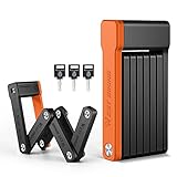 CYCLESPEED Fahrradschloss mit Halterung, Faltschloss Fahrrad 360 drehbarer Schlosskopf, 3 Schlüssel, 8 Gelenke, 63 cm Lang, 6mm gehärtetem Stahlkette, E Scooter Schloss mit Tragetasche