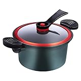 Suppentopf, 3,5 l, 20,3 cm, Kochtopf mit Ständer, Glasdeckel, 6-lagig, antihaftbeschichtet, Suppentopf, kompatibel mit Induktionskochgeschirr