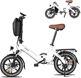 Bodywel Klapprad E Bike, 14 Zoll faltbar Elektrofahrrad, e Bike Herren Damen 250W 36V/7.8Ah Akku bis 45 km, mit APP Funk, Geeignet für den Pendelverkehr(Rückpacktrager, Schwarz)