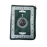 Pray Teppich Tragbar,Reisegebetsteppich mit Kompass,Gebet Teppich Matte,Teppich,Tragbarer Gebetsteppich,Teppich im Einfachen Stil,1 Stück für Familienreisen Eid-Geschenke für Männer,Frauen (Grün)