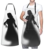 NONHAI Kochschürze Herren Damen Kochschürze Wasserdicht Kochschürze mit Taschen Sonnenuntergang Landblick, Schatten-Silhouette der Frau, One size