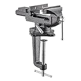 Schraubstock Drehbar TEENO,Breite der Backe 85 mm, Schraubstock klemmbar mit 360° Drehbarem Sockel, Material aus Gegossenem Stahl, 800 kg, Abnehmbar und mit Doppeltem Verwendungszweck (85 mm)