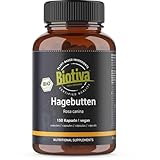 Hagebuttenkapseln Bio 150 Kapseln - 650mg - Hagebutten aus Europa - ohne Zusätze - Hagebutte - Höchste Reinheit - Abgefüllt und kontrolliert in Deutschland - Biotiva